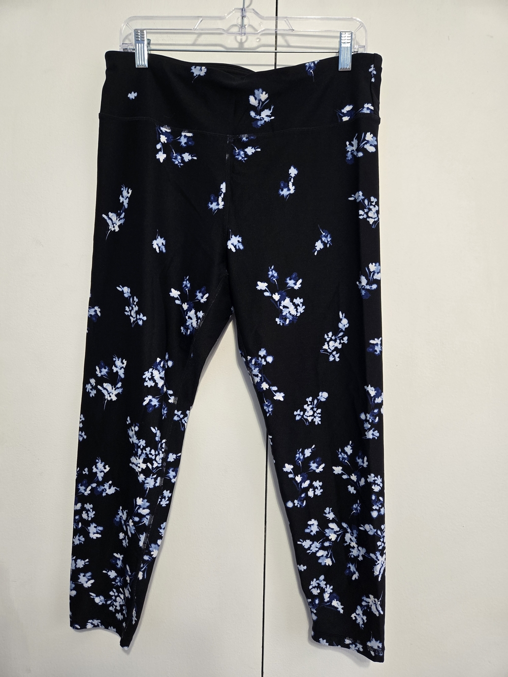 DKNY‎ Sport Floral Leggings XL Black Blue Athletic Yoga Pants